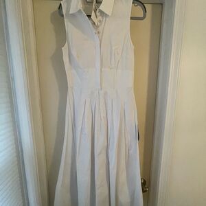Midi-Length White Sleeveless Dress